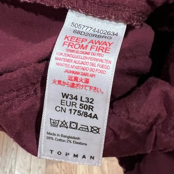 Topman Skinny Chino Pants W 34 x L32 - Picture 8 of 9